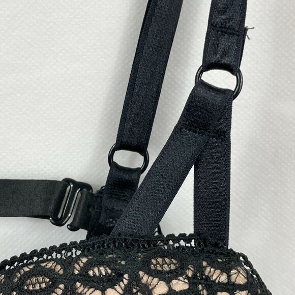 Victoria Secret Lace Corset bustier garter straps sz 36C padded bra allover lace - Picture 10 of 16